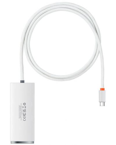 Хъб Baseus - Lite Series, 5 порта, USB-C, 1m, бял - 1