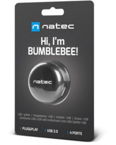 Хъб Natec - Bumblebee. 4 порта, USB 2.0, черен - 5