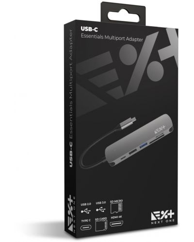 USB хъб Next One - Essentials Multiport, 6 порта, USB-C, сив - 9