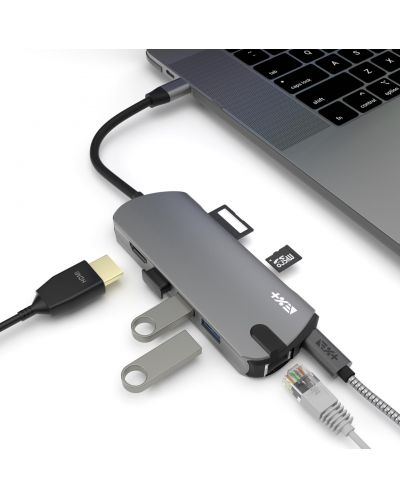 USB хъб Next One - Pro Multiport, 8 порта, USB-C, сив - 2