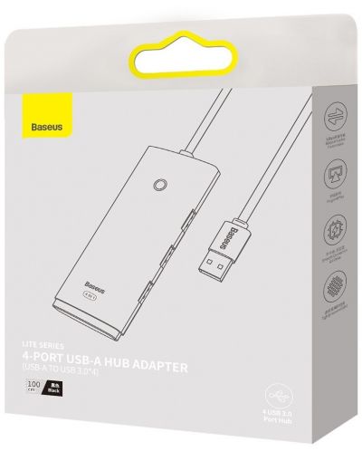 Хъб Baseus - Lite Series, 5 порта, USB-A, 1m, черен - 4