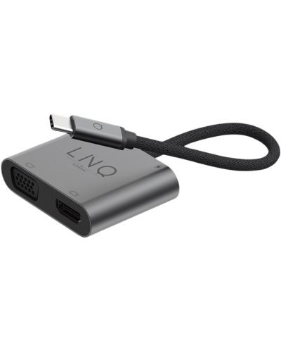 Хъб LINQ - 8915, 4 в 1, USB-C/HDMI, USB-C, USB-A, VGA, сив - 4