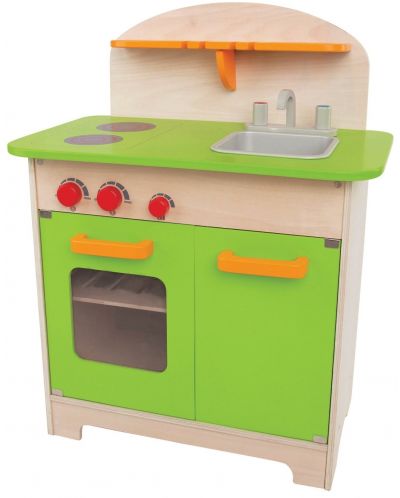 Детска кухня Hape – Зелена,  от дърво - 1