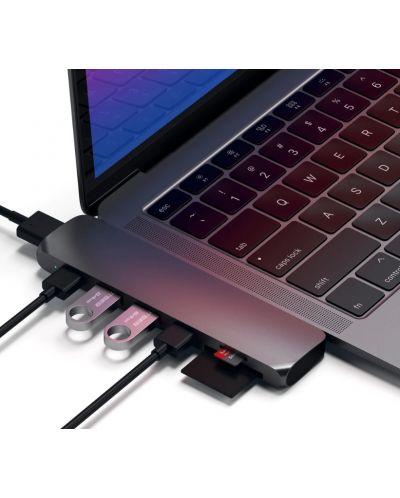 USB хъб Satechi - Aluminium Pro, 6 порта, USB-C, MacBook Pro, сив - 5