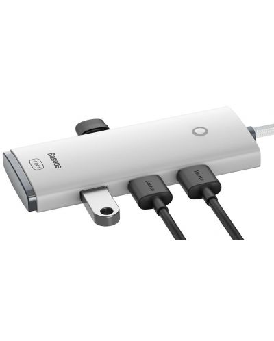 Хъб Baseus - Lite Series, 5 порта, USB-C, 1m, бял - 3