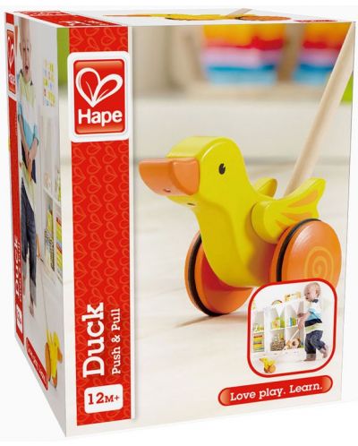 Детска играчка за бутане Hape – Пате, дървена - 1