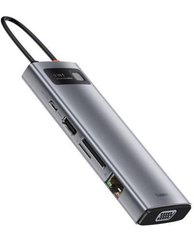 Хъб Baseus - CAHUB-CU0G, 9 порта, USB-C, сребрист - 2