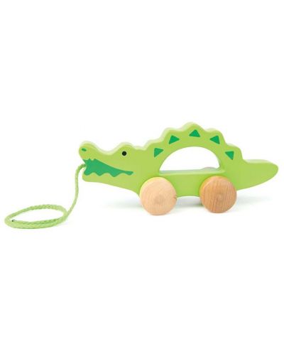 Дървена играчка на колела – Крокодил - 2