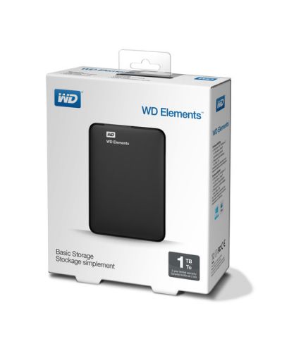 Твърд диск Western Digital - 1TB, външен, USB 3.0, черен