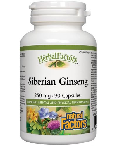 Herbal Factors Siberian Ginseng, 250 mg, 90 капсули, Natural Factors - 1
