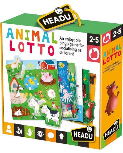 Образователна игра Headu Montessori - Лото с животни - 1