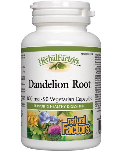 Herbal Factors Dandelion Root, 425 mg, 90 веге капсули, Natural Factors - 1