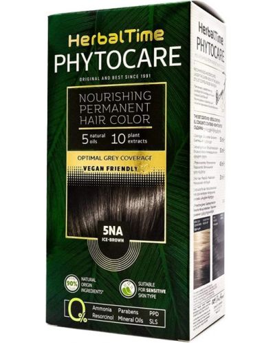 Herbal Time Phytocare Боя за коса, 5NA Ледено кафяв - 1