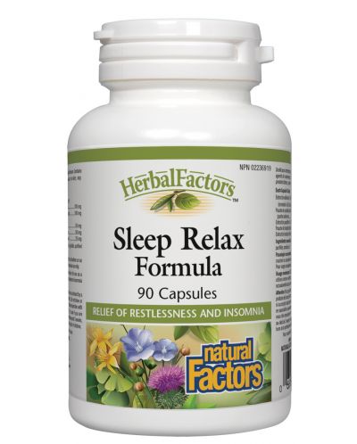 Herbal Factors Sleep Relax Formula, 90 капсули, Natural Factors - 1