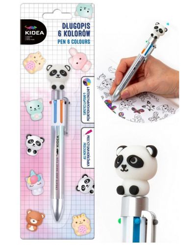 Химикалка с фигурка Kidea – 6 цвята, панда - 2