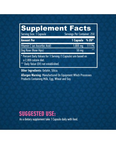 High Potency Vitamin C, 1000 mg, 250 капсули, Haya Labs - 2