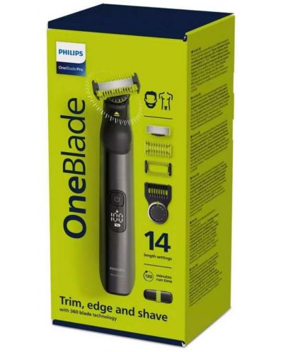 Хибриден уред за брада и тяло Philips - QP6651/61 OneBlade Pro, черен - 2