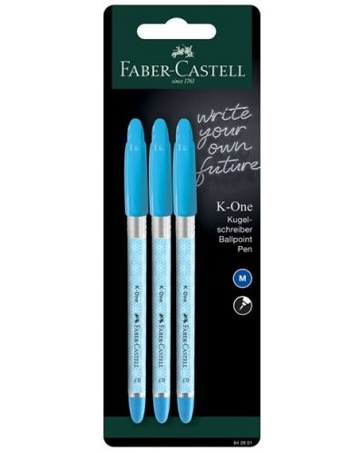 Химикалка Faber-Castell K-One - 3 броя, 0.7 mm, син - 2
