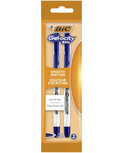 Химикалка с гелово мастило BIC Gel-ocity - Stic, 0.5 mm, синя, 2 броя - 1