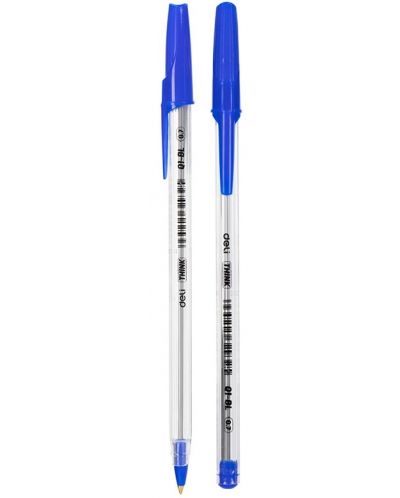 Химикалка Deli Think - EQ1-BL, 0.7 mm, синя - 1