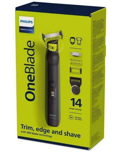 Хибриден уред за брада и тяло Philips - QP6541/15 OneBlade Pro, черен - 2