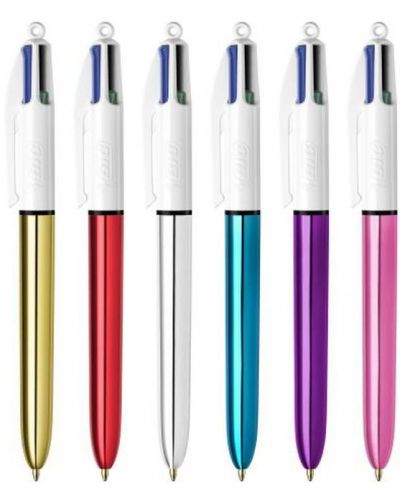 Химикалка BIC - Colours Shine, автоматична, 4 цвята, асортимент - 1