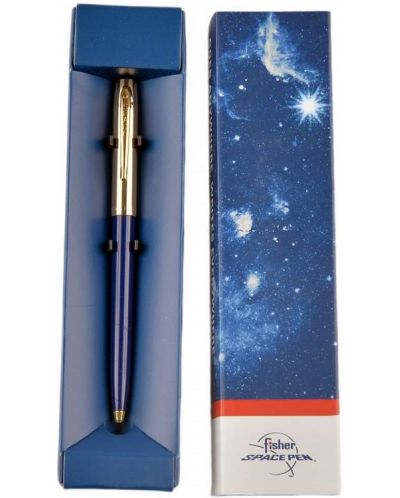 Химикалка Fisher Space Pen Cap-O-Matic - 775 Brass, синьо и златисто - 2