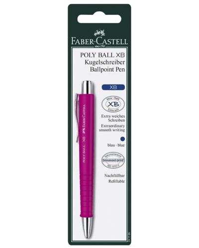 Химикалка Faber-Castell Poly Ball - XB,  асортимент, в блистер - 4