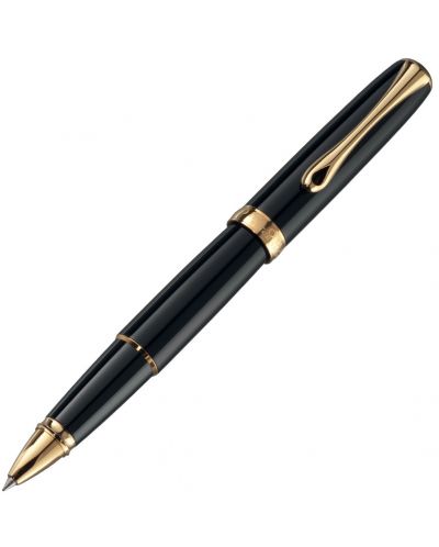Химикалка Diplomat Excellence A2 - Ролер, черен лак + златисто покритие - 1