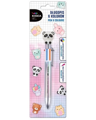 Химикалка с фигурка Kidea – 6 цвята, панда - 1
