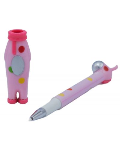 Химикалка с играчка - Розов жираф - 3