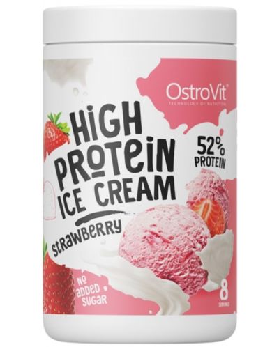 High Protein Ice cream, ягода, 400 g, OstroVit - 1