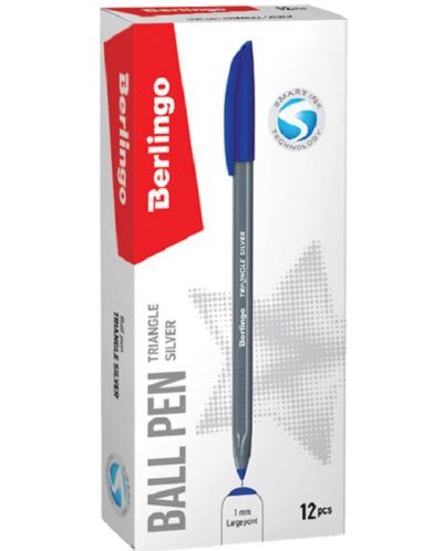 Химикалка Berlingo - Silver, 1 mm, синьо мастило - 3