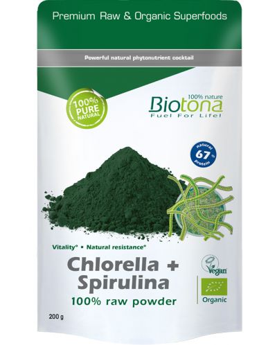 Хлорела и спирулина на прах, 200 g, Biotona - 1