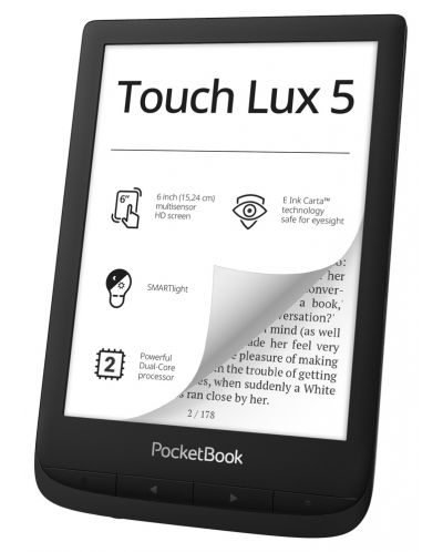 Електронен четец PocketBook - Touch Lux 5 PB628, 6", черен - 3