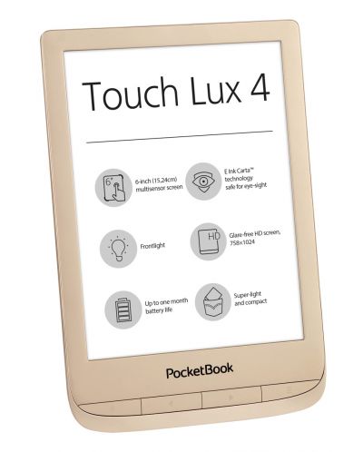 Електронен четец PocketBook - PB627 Touch Lux 4, златист - 3