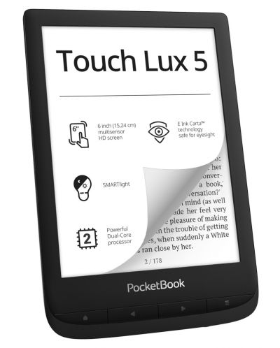 Електронен четец PocketBook - Touch Lux 5 PB628, 6", черен - 2