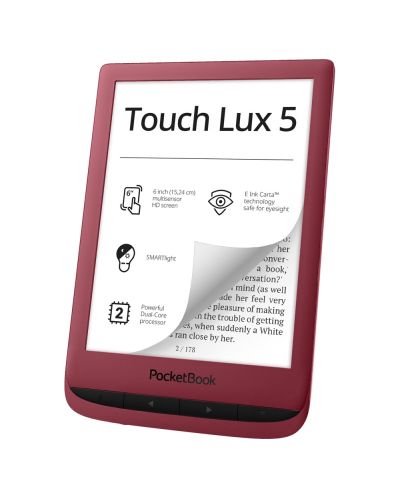 Електронен четец PocketBook - Touch Lux 5 PB628, 6", червен - 3