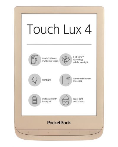 Електронен четец PocketBook - PB627 Touch Lux 4, златист - 1