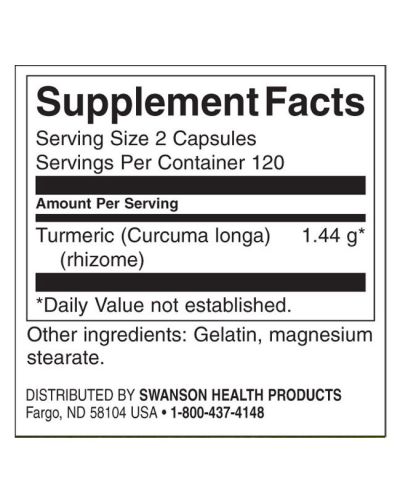 Turmeric, 720 mg, 240 капсули, Swanson - 2