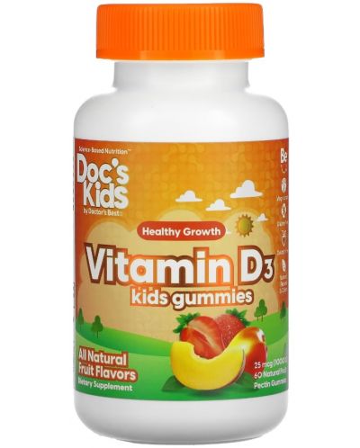 Doc's Kids Vitamin D3 Kids Gummies, 1000 IU, 60 таблетки, Doctor's Best - 1