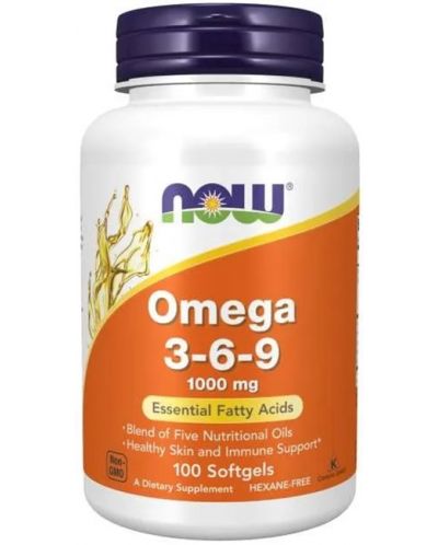 Omega 3-6-9, 1000 mg, 100 меки капсули, Now - 1