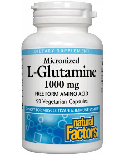 Mirconized L-Glutamine, 1000 mg, 90 капсули, Natural Factors - 1