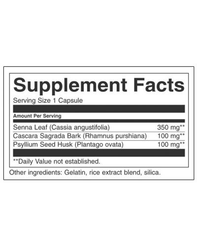 Senna, Cascara & Psyllium Complex, 90 капсули, Swanson - 2