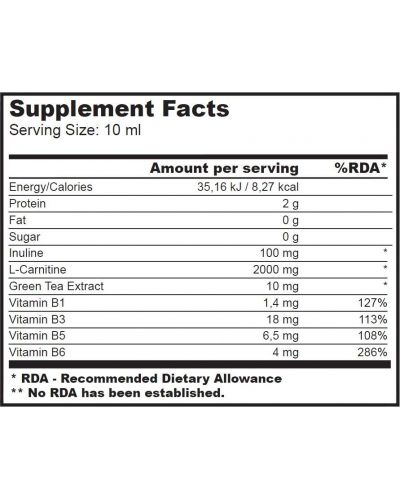 L-Carnitine 100 000 Liquid, ябълка, 500 ml, BioTech USA - 2