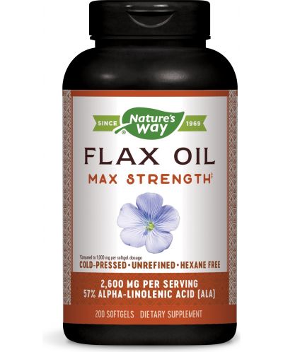 Flax oil, 1300 mg, 200 меки капсули, Nature's Way - 1