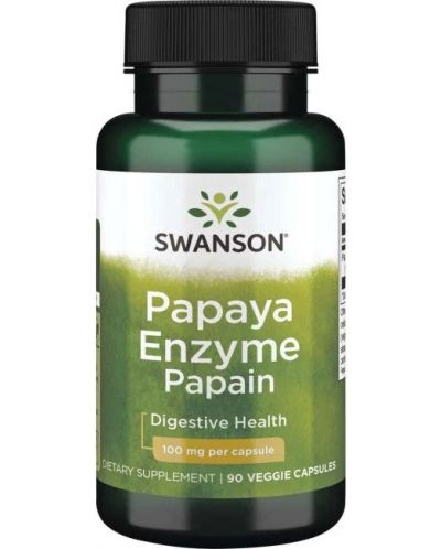 Papaya Enzyme Papain, 100 mg, 90 капсули, Swanson - 1