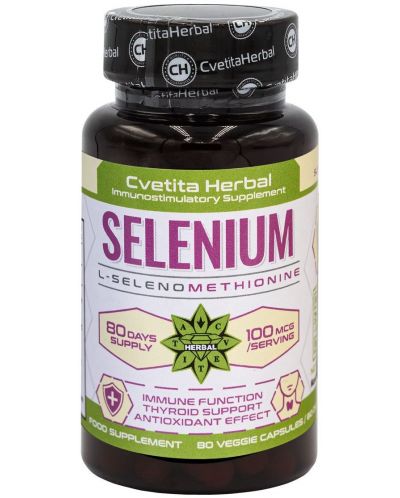 Selenium, 100 mcg, 80 капсули, Cvetita Herbal - 1