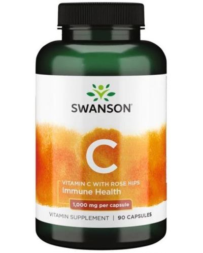 Vitamin C with Rose Hips, 1000 mg, 90 капсули, Swanson - 1