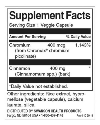 Cinnamon & Chromium, 60 капсули, Swanson - 2